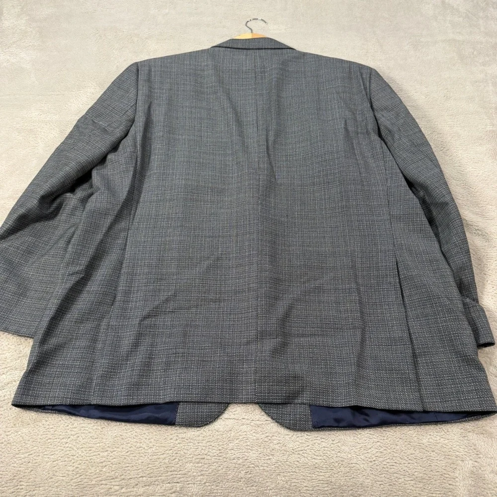 Cremieux Mens 48R Blazer Blue Gray Check Wool Norman-R SPJ Modern Classic Fit